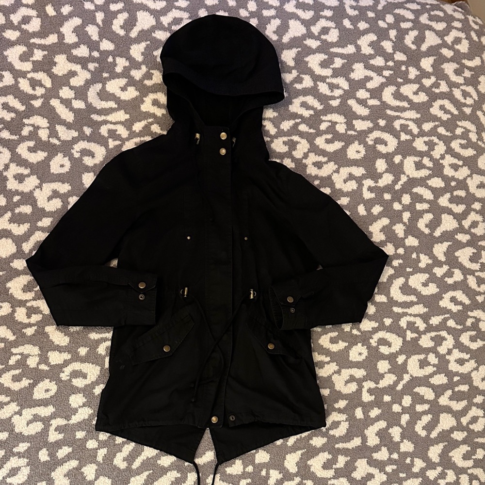 Love Tree Hooded Utility Jacket- Black - Picture 4 of 7